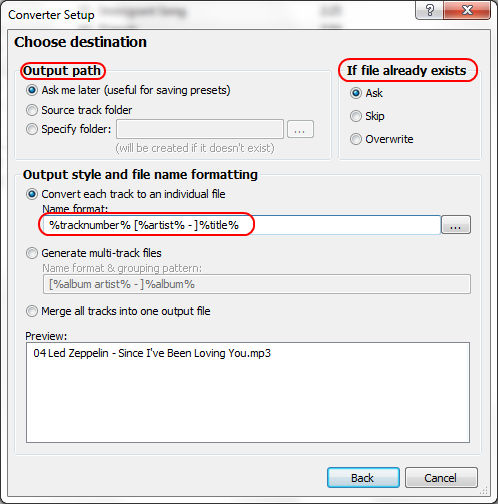 File already. Output Path. Настройки конвертера НАТЕКС. Corona Converter настройки. Foobar2000 настройки конвертации mp3 lame v.100.